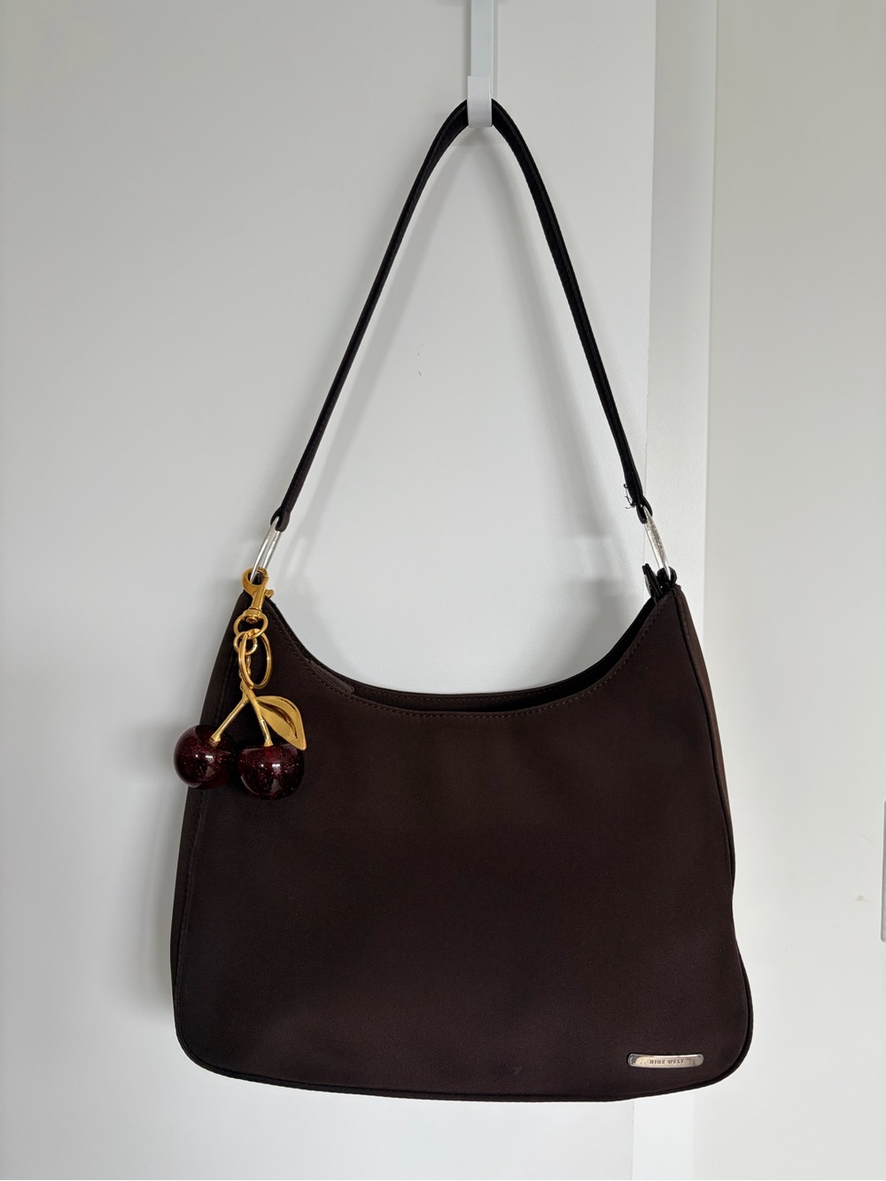 🤎 Vintage Y2K Nine West Brown Nylon Shoulder Bag Baguette Purse Quiet Luxury 90s
